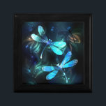 Lake Glowing Dragonflies Gift Box<br><div class="desc">Two transparent,  luminous,  turquoise,  artistically drawn dragonflies on night background with luminescent lake algae and fireflies. Glowing dragonfly.</div>