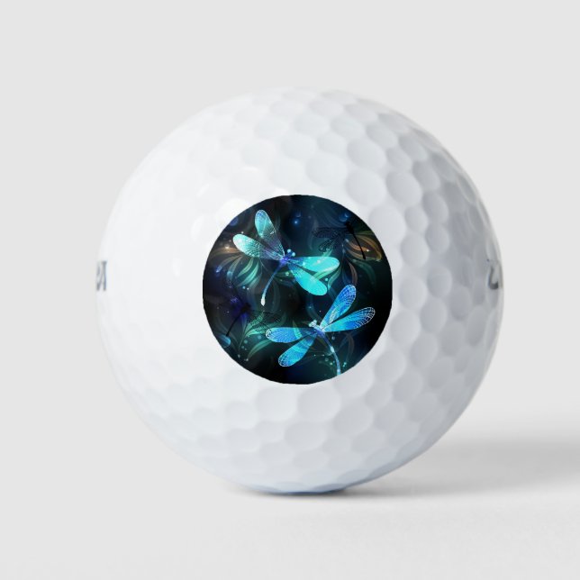 Lake Glowing Dragonflies Golf Balls (Front)