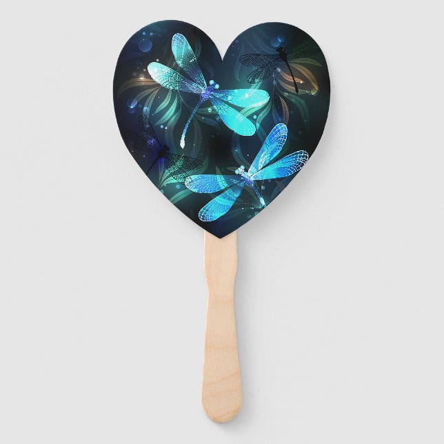 Lake Glowing Dragonflies Hand Fan (Front)