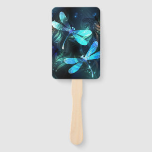 Lake Glowing Dragonflies Hand Fan