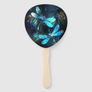 Lake Glowing Dragonflies Hand Fan