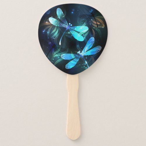 Lake Glowing Dragonflies Hand Fan