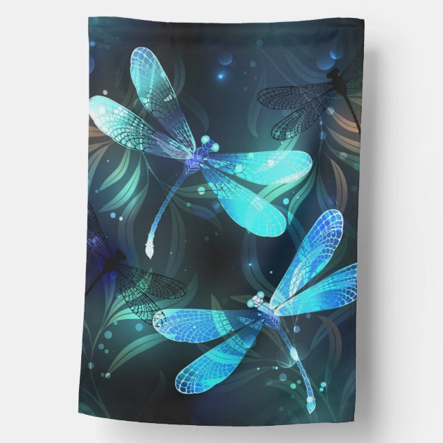 Lake Glowing Dragonflies House Flag (Front)
