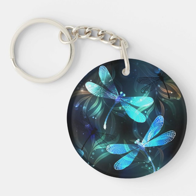 Lake Glowing Dragonflies Keychain (Front)