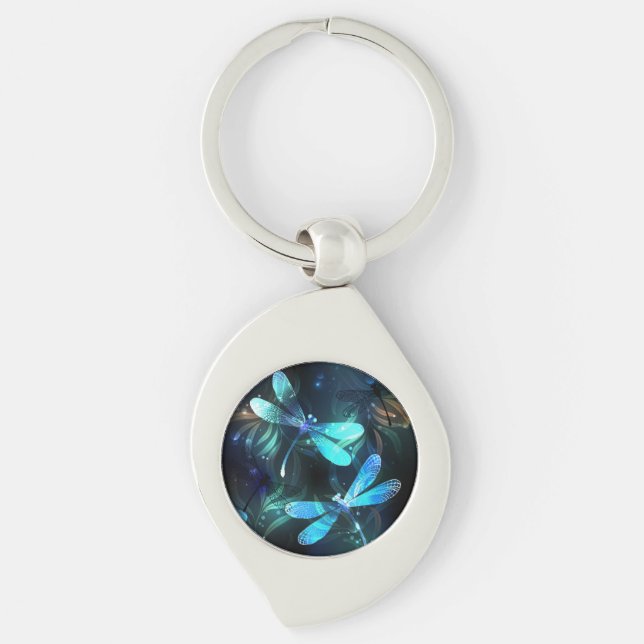 Lake Glowing Dragonflies Keychain (Front)