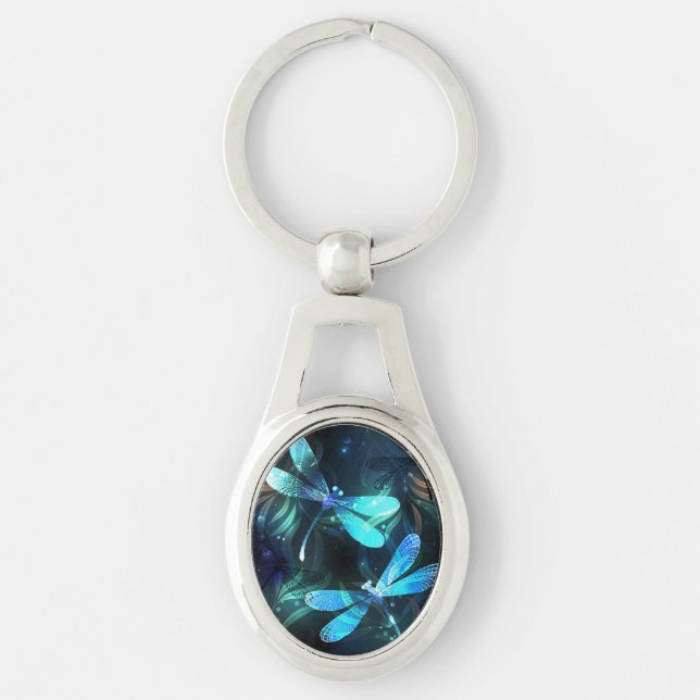 Lake Glowing Dragonflies Keychain (Front)