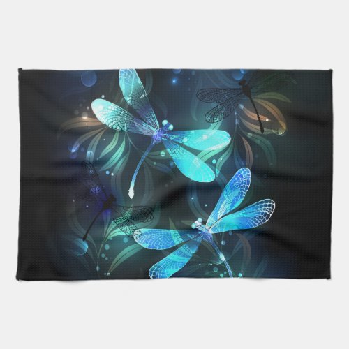 Lake Glowing Dragonflies Kitchen Towel