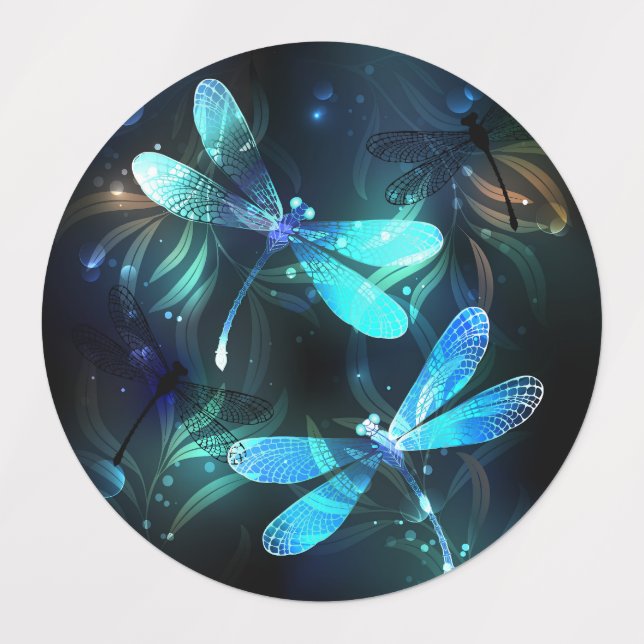Lake Glowing Dragonflies Labels (Design 1)