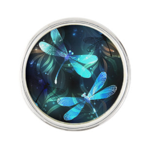 Lake Glowing Dragonflies Lapel Pin