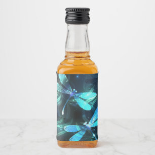 Lake Glowing Dragonflies Liquor Bottle Label
