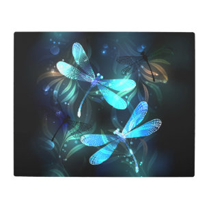 Lake Glowing Dragonflies Metal Print