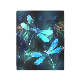 Lake Glowing Dragonflies Metal Print
