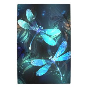Lake Glowing Dragonflies Metal Print