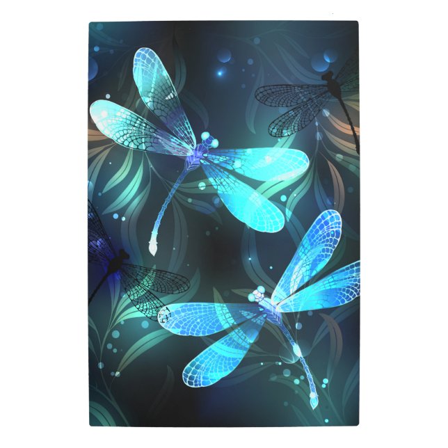 Lake Glowing Dragonflies Metal Print (Front)