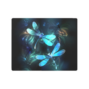 Lake Glowing Dragonflies Metal Print