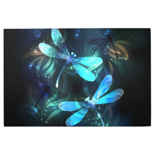 Lake Glowing Dragonflies Metal Print