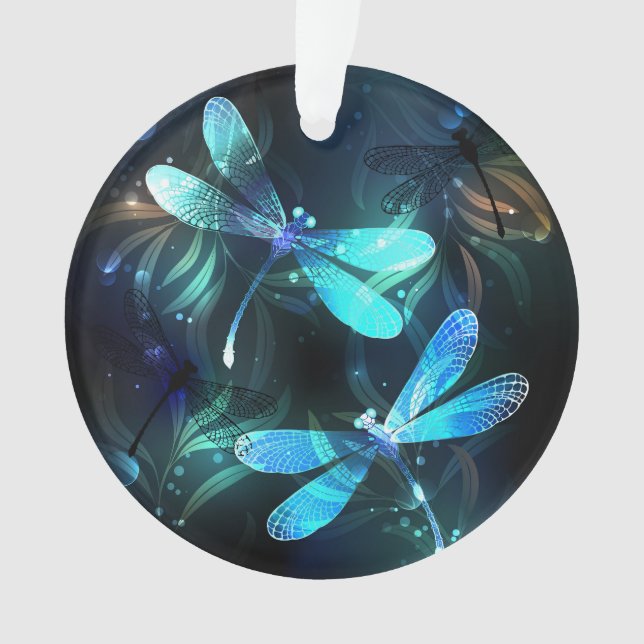 Lake Glowing Dragonflies Ornament (Front)