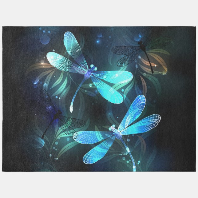 Lake Glowing Dragonflies Outdoor Rug (Front)