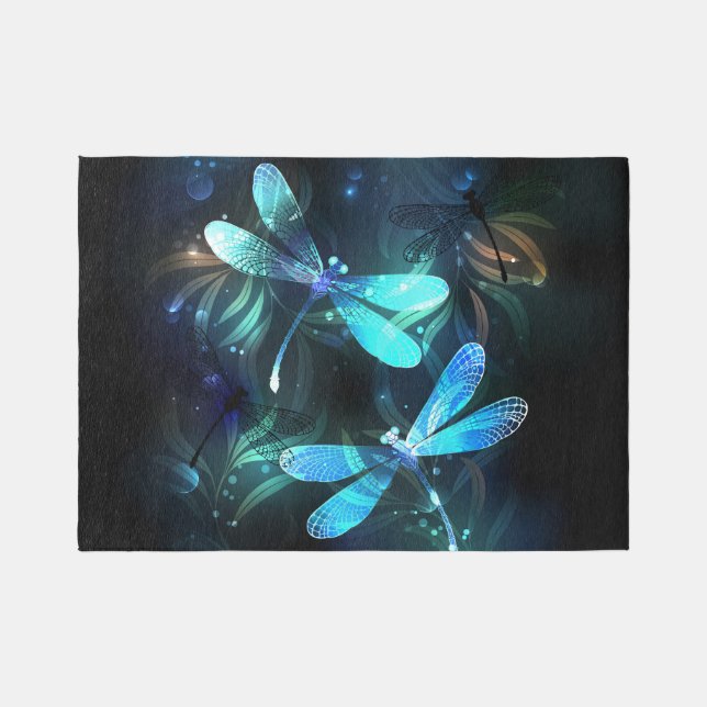 Lake Glowing Dragonflies Outdoor Rug (Front)