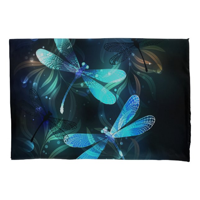 Lake Glowing Dragonflies Pillow Case (Front-Left)