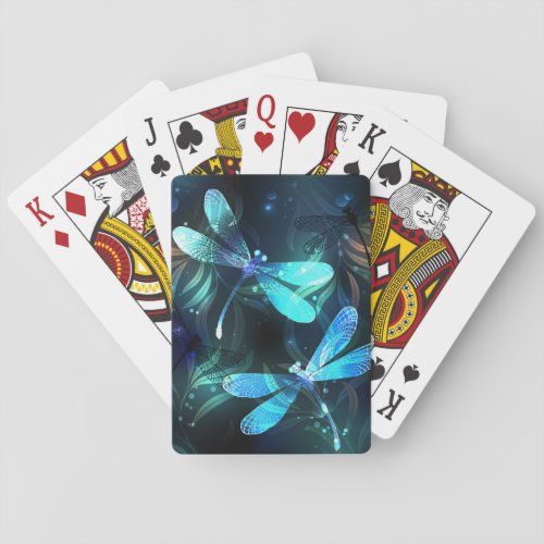 Lake Glowing Dragonflies Playing Cards
