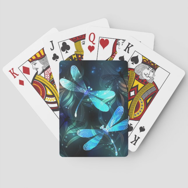 Lake Glowing Dragonflies Poker Cards (Back)