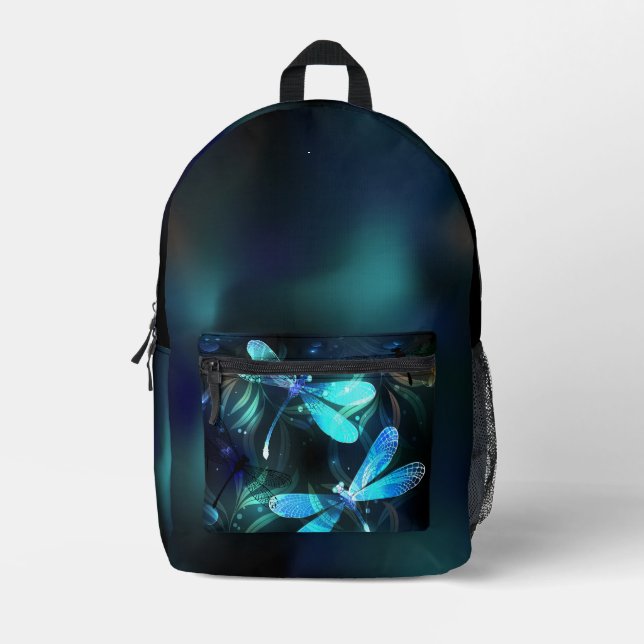 Lake Glowing Dragonflies Printed Backpack (Front)