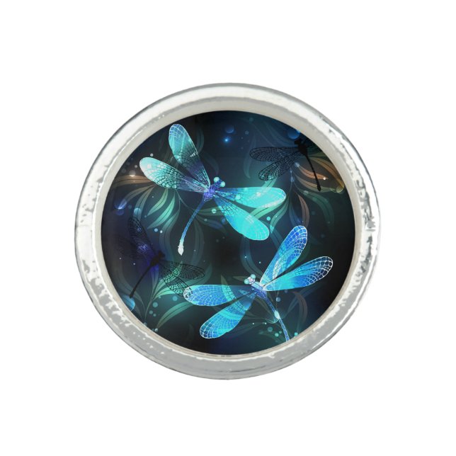 Lake Glowing Dragonflies Ring (Front)