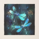 Lake Glowing Dragonflies Scarf<br><div class="desc">Two transparent,  luminous,  turquoise,  artistically drawn dragonflies on night background with luminescent lake algae and fireflies. Glowing dragonfly.</div>