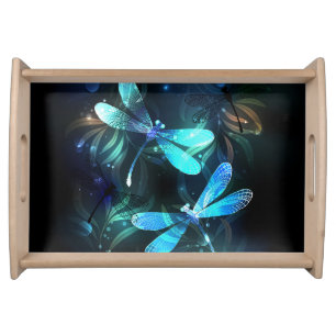 Lake Glowing Dragonflies Serving Tray