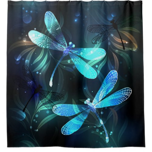 Lake Glowing Dragonflies Shower Curtain