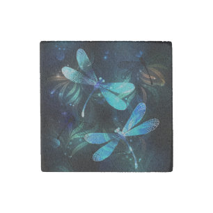 Lake Glowing Dragonflies Stone Magnet