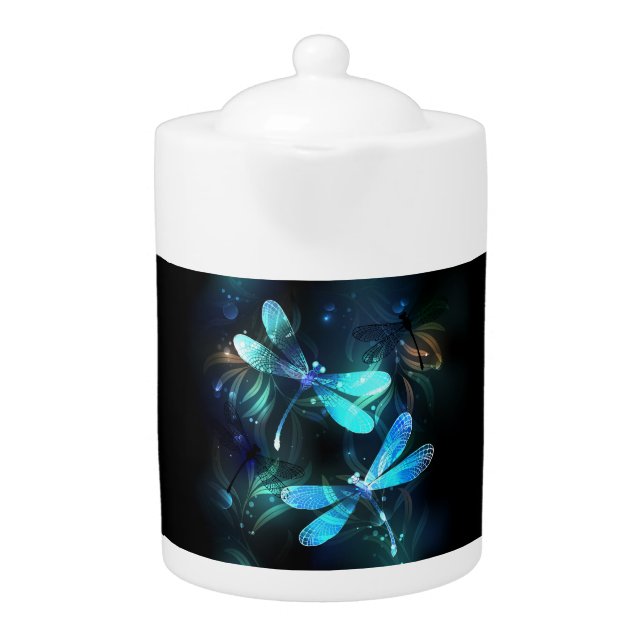 Lake Glowing Dragonflies Teapot (Front)