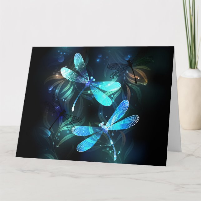 Lake Glowing Dragonflies Thank You Card (Front)