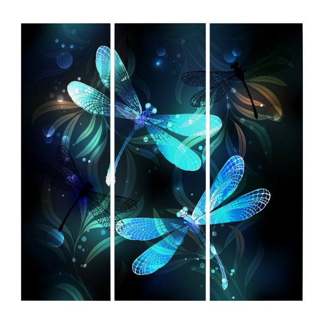 Lake Glowing Dragonflies Triptych (Front)