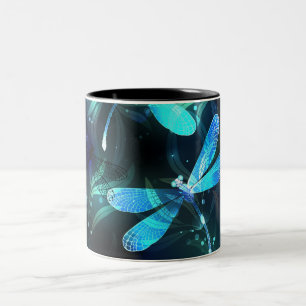 Lake Glowing Dragonflies Two-Tone Coffee Mug