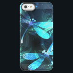 Lake Glowing Dragonflies Permafrost iPhone SE/5/5s Case<br><div class="desc">Two transparent,  luminous,  turquoise,  artistically drawn dragonflies on night background with luminescent lake algae and fireflies. Glowing dragonfly.</div>