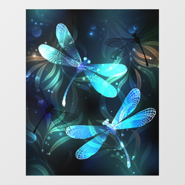 Lake Glowing Dragonflies Wall Decal (Front)