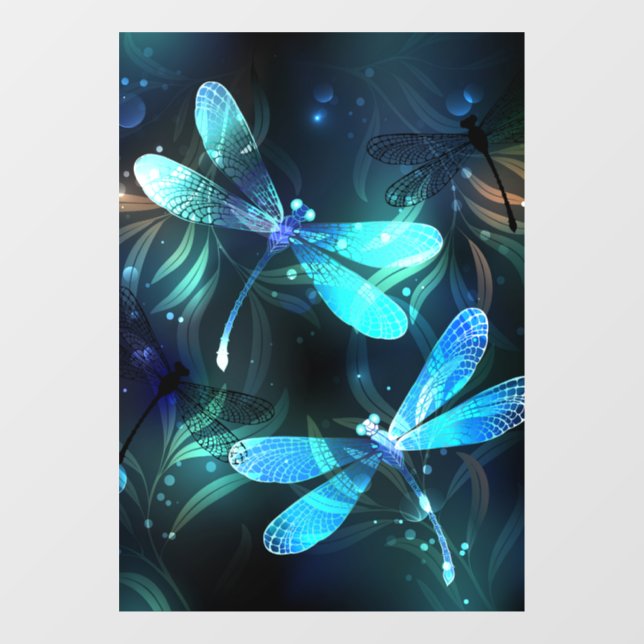 Lake Glowing Dragonflies Window Cling (Sheet)