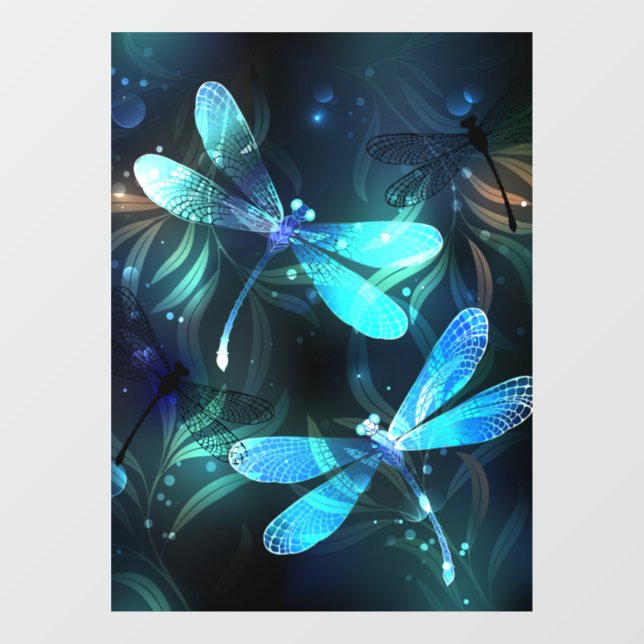 Lake Glowing Dragonflies Window Cling (Sheet)