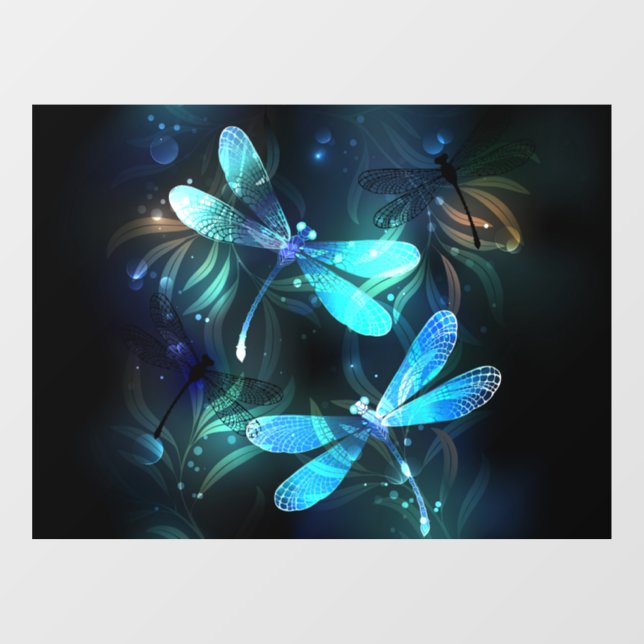 Lake Glowing Dragonflies Window Cling (Sheet)