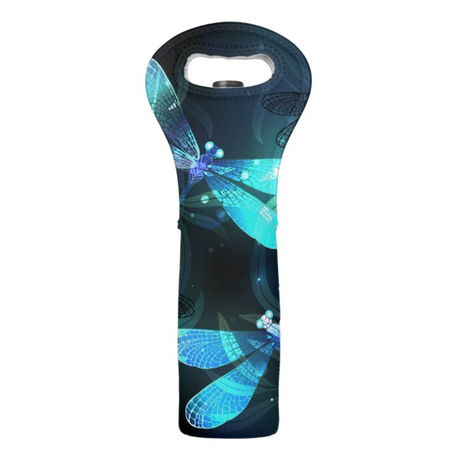 Lake Glowing Dragonflies Wine Bag (Front)