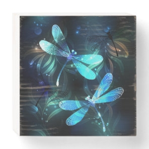 Lake Glowing Dragonflies Wooden Box Sign
