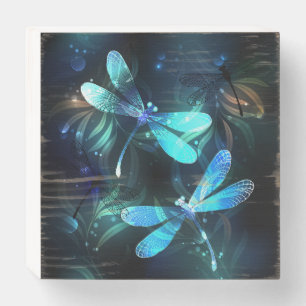 Lake Glowing Dragonflies Wooden Box Sign