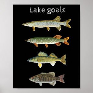 Lake Goals Fishing Musky Pike Walleye Small Mouth Poster