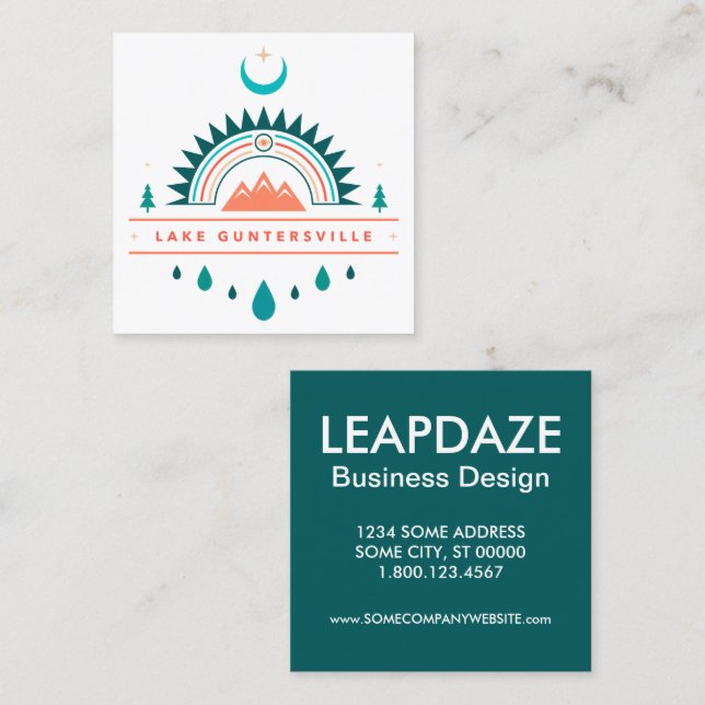 lake guntersville alabama rainbow moon square business card (Front/Back)