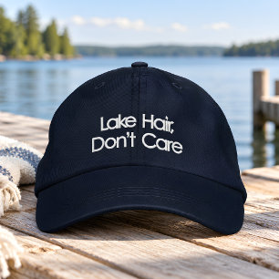 Lake Hair Don't Care Funny Summer Lake Aesthetic Embroidered Baseball Cap