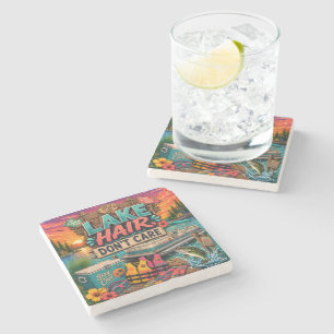 Lake Hair Don't Care Stone Coaster