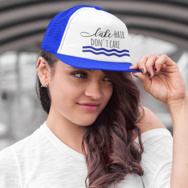 Lake Hair Don't Care Waves Boating Trucker Hat (Creator Uploaded)