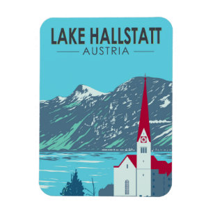 Lake Hallstatt Austria Travel Art Vintage Magnet